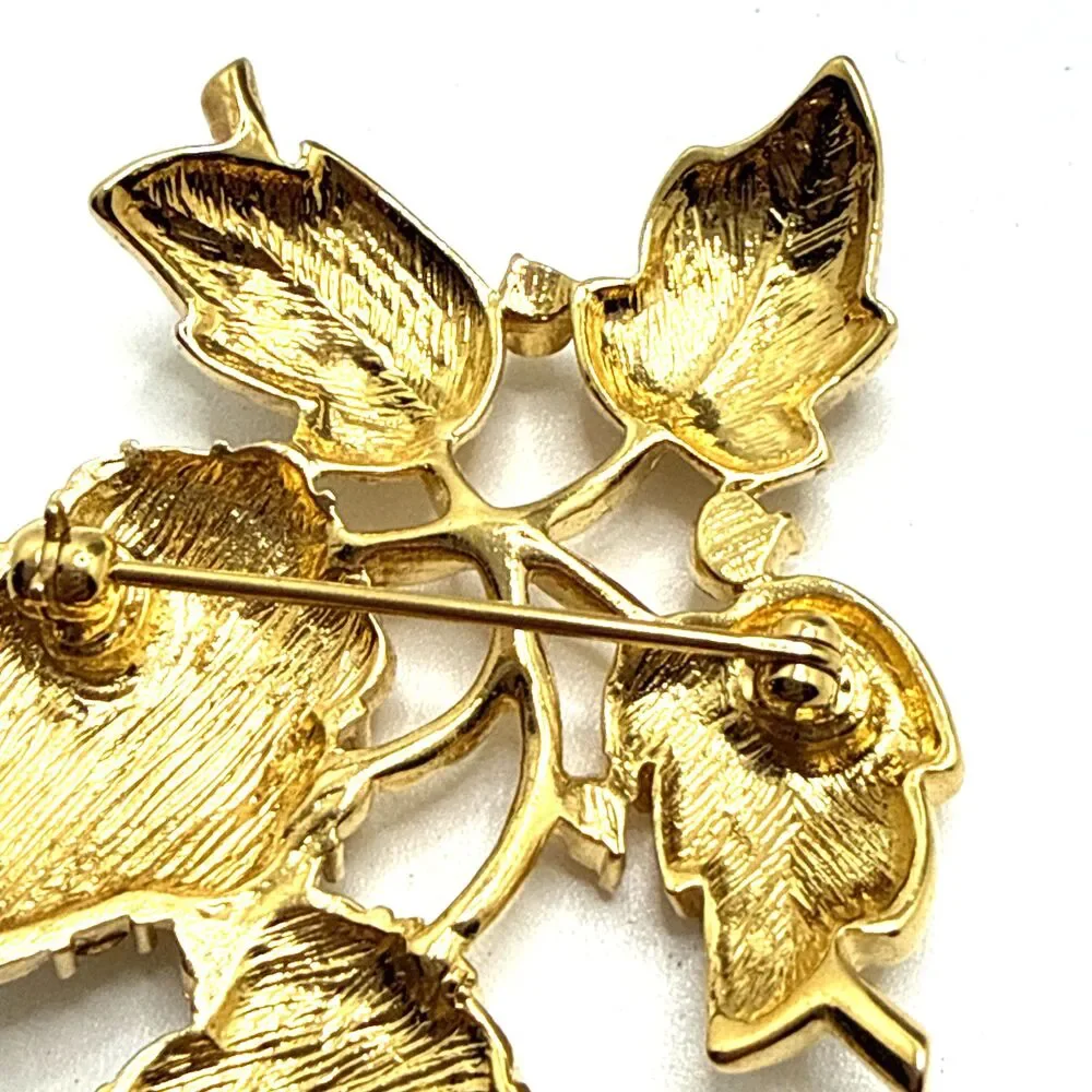Vintage Clear Rhinestone Floral Cluster Brooch 2.5